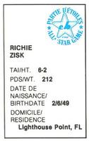 1982 All-Star Game Program Inserts #NNO Richie Zisk Back