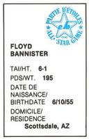 1982 All-Star Game Program Inserts #NNO Floyd Bannister Back