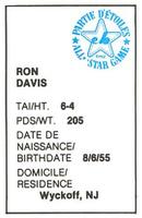 1982 All-Star Game Program Inserts #NNO Ron Davis Back