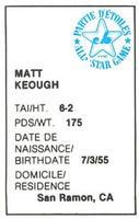 1982 All-Star Game Program Inserts #NNO Matt Keough Back