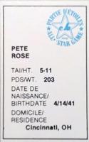 1982 All-Star Game Program Inserts #NNO Pete Rose Back