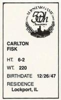 1983 All-Star Game Program Inserts #NNO Carlton Fisk Back