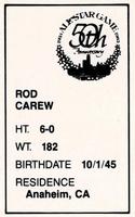 1983 All-Star Game Program Inserts #NNO Rod Carew Back