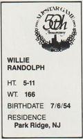 1983 All-Star Game Program Inserts #NNO Willie Randolph Back