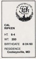 1983 All-Star Game Program Inserts #NNO Cal Ripken Back
