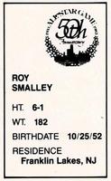 1983 All-Star Game Program Inserts #NNO Roy Smalley Back