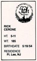 1983 All-Star Game Program Inserts #NNO Rick Cerone Back