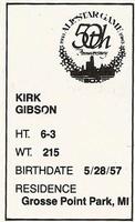 1983 All-Star Game Program Inserts #NNO Kirk Gibson Back