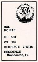 1983 All-Star Game Program Inserts #NNO Hal McRae Back