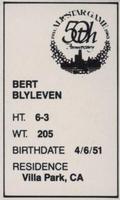 1983 All-Star Game Program Inserts #NNO Bert Blyleven Back