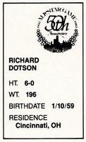 1983 All-Star Game Program Inserts #NNO Richard Dotson Back