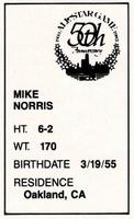 1983 All-Star Game Program Inserts #NNO Mike Norris Back