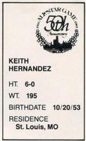 1983 All-Star Game Program Inserts #NNO Keith Hernandez Back