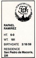 1983 All-Star Game Program Inserts #NNO Rafael Ramirez Back