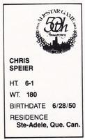 1983 All-Star Game Program Inserts #NNO Chris Speier Back