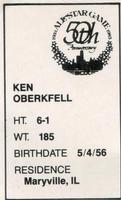 1983 All-Star Game Program Inserts #NNO Ken Oberkfell Back