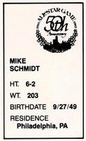 1983 All-Star Game Program Inserts #NNO Mike Schmidt Back