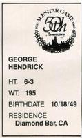 1983 All-Star Game Program Inserts #NNO George Hendrick Back