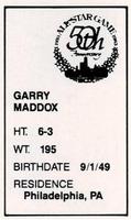 1983 All-Star Game Program Inserts #NNO Garry Maddox Back