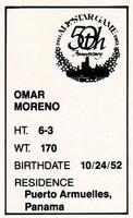 1983 All-Star Game Program Inserts #NNO Omar Moreno Back