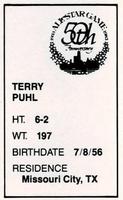 1983 All-Star Game Program Inserts #NNO Terry Puhl Back