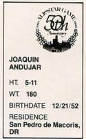 1983 All-Star Game Program Inserts #NNO Joaquin Andujar Back