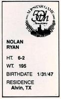 1983 All-Star Game Program Inserts #NNO Nolan Ryan Back
