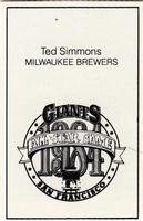 1984 All-Star Game Program Inserts #NNO Ted Simmons Back