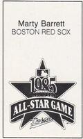 1985 All-Star Game Program Inserts #NNO Marty Barrett Back