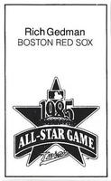 1985 All-Star Game Program Inserts #NNO Rich Gedman Back