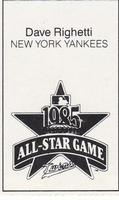 1985 All-Star Game Program Inserts #NNO Dave Righetti Back