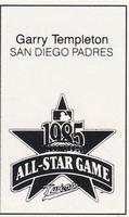 1985 All-Star Game Program Inserts #NNO Garry Templeton Back
