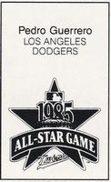 1985 All-Star Game Program Inserts #NNO Pedro Guerrero Back