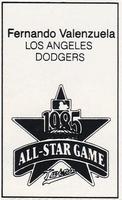 1985 All-Star Game Program Inserts #NNO Fernando Valenzuela Back