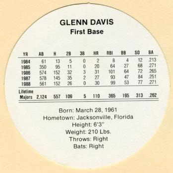 1989 Cadaco Discs #NNO Glenn Davis Back