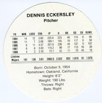 1989 Cadaco Discs #NNO Dennis Eckersley Back