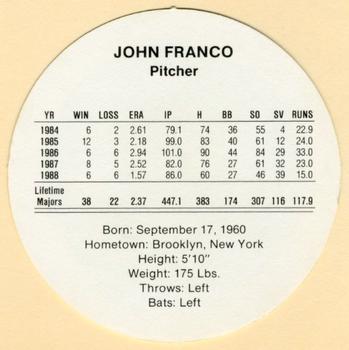 1989 Cadaco Discs #NNO John Franco Back