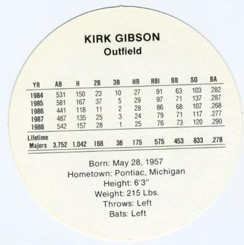 1989 Cadaco Discs #NNO Kirk Gibson Back