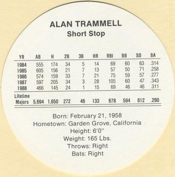 1989 Cadaco Discs #NNO Alan Trammell Back