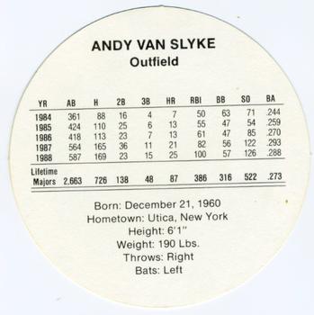 1989 Cadaco Discs #NNO Andy Van Slyke Back