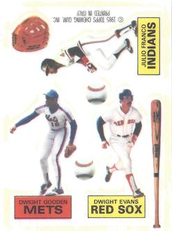 1985 Topps Rub-downs #NNO Dwight Evans / Julio Franco / Dwight Gooden Front