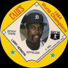 1985 Cain's Detroit Tigers Discs #NNO Larry Herndon Front