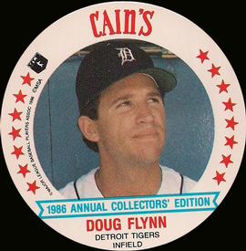 1986 Cain's Detroit Tigers Discs #10 Doug Flynn Front