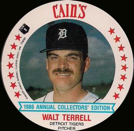 1986 Cain's Detroit Tigers Discs #13 Walt Terrell Front