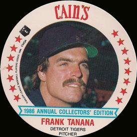 1986 Cain's Detroit Tigers Discs #15 Frank Tanana Front