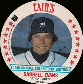 1986 Cain's Detroit Tigers Discs #17 Darrell Evans Front