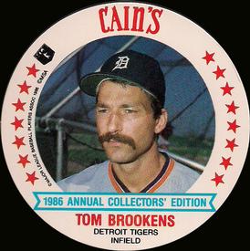 1986 Cain's Detroit Tigers Discs #1 Tom Brookens Front
