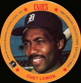 1987 Cain's Detroit Tigers Discs #10 Chet Lemon Front