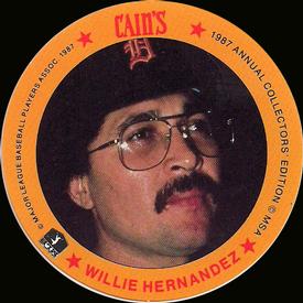 1987 Cain's Detroit Tigers Discs #13 Willie Hernandez Front