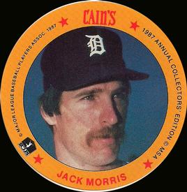 1987 Cain's Detroit Tigers Discs #14 Jack Morris Front